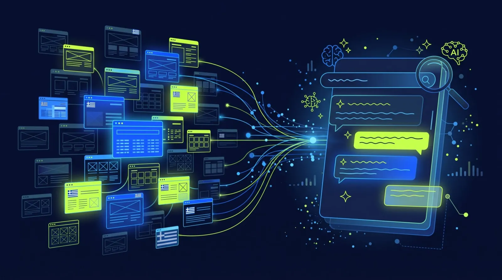 AI Search study showing findings from 50 Greek business websites