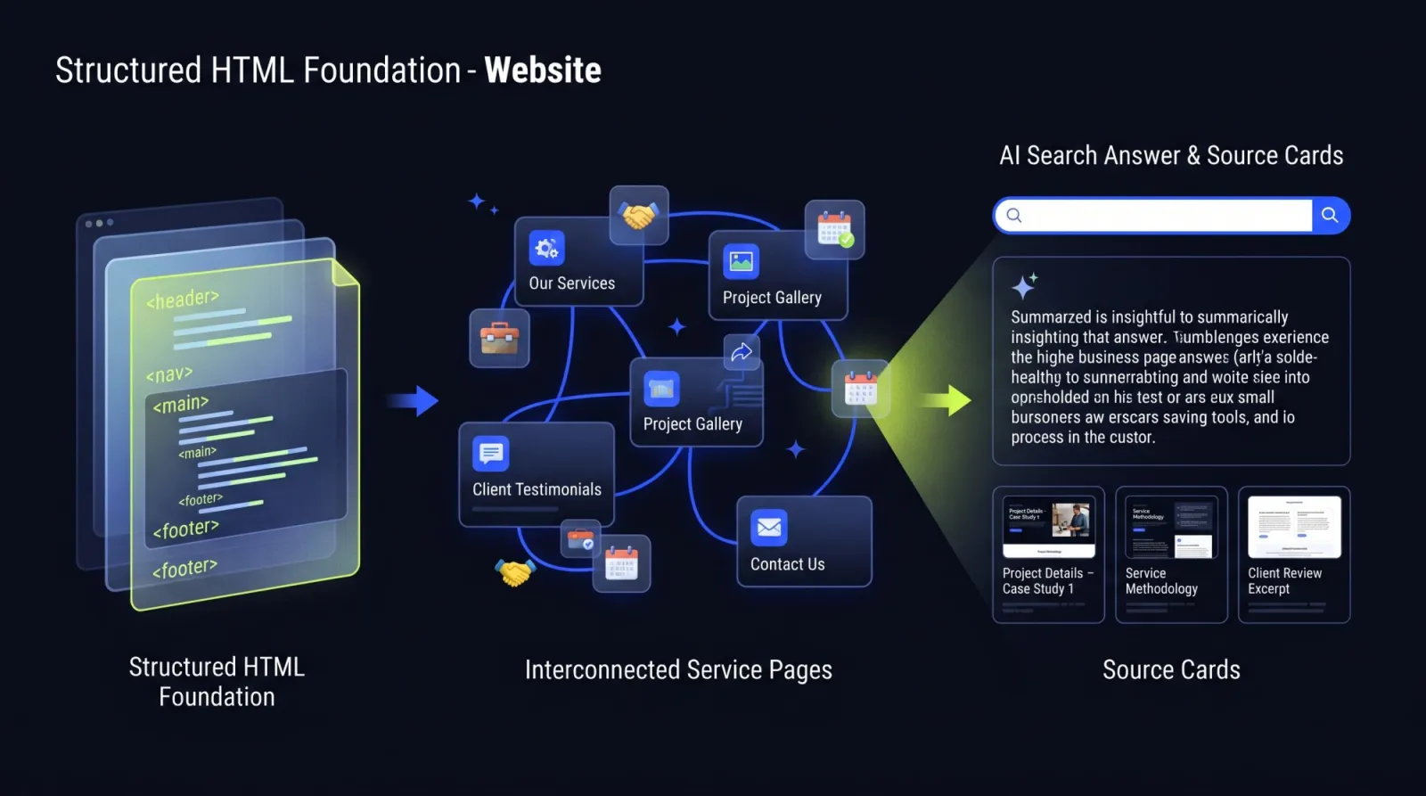 Website development with clear architecture and accessible content for AI Overviews